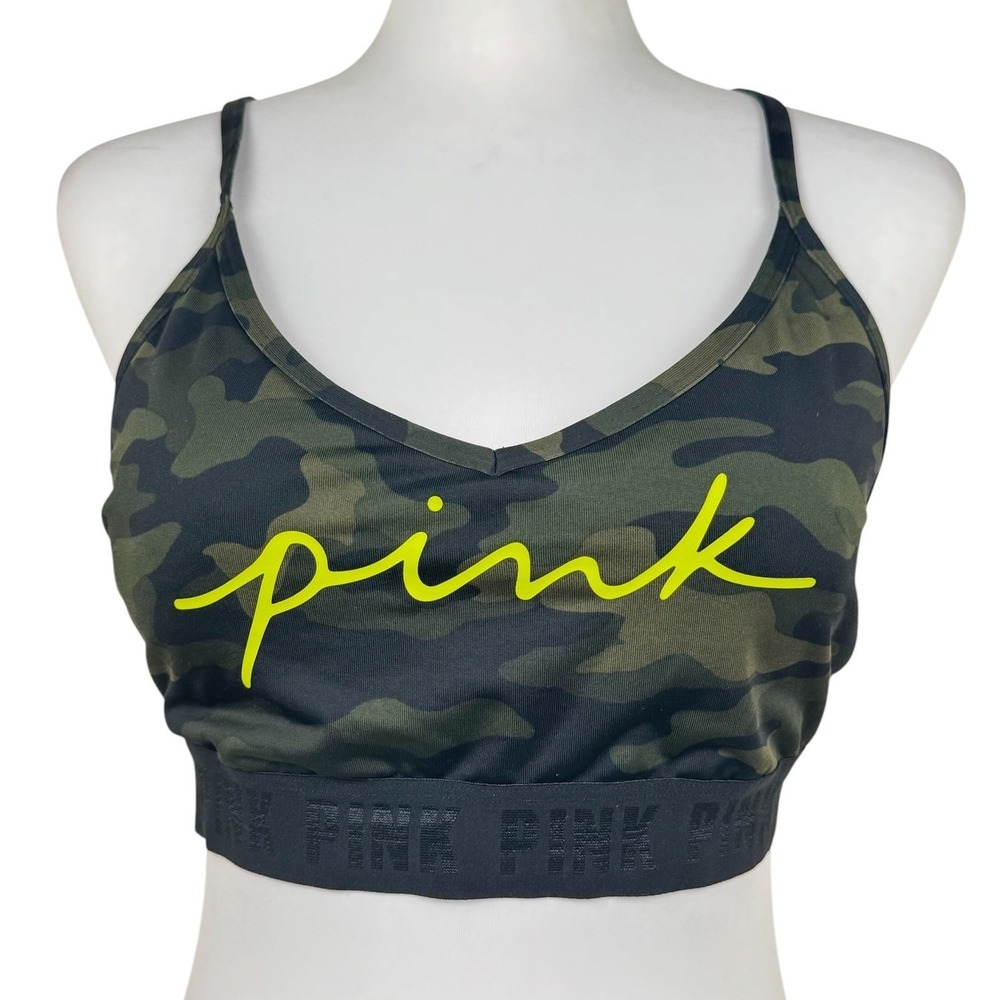 Victoria's Secret PINK ACTIVE Camo Army Strappy Sports Bra XL